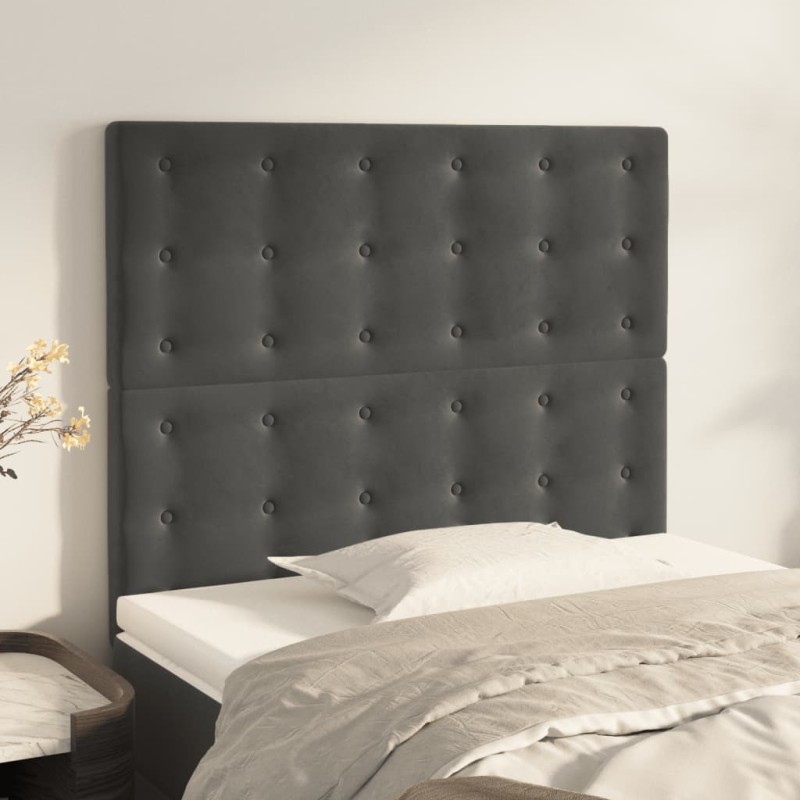 vidaXL Cabeceros 2 unidades de terciopelo gris oscuro 90x5x78/88 cm vidaXL Cabeceros 2 unidades de terciopelo gris oscuro 90x5x78/88 cm