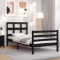 vidaXL Estructura de cama con cabecero madera maciza negro 90x200 cm vidaXL Estructura de cama con cabecero madera maciza negro 90x200 cm