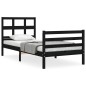 vidaXL Estructura de cama con cabecero madera maciza negro 90x200 cm vidaXL Estructura de cama con cabecero madera maciza negro 90x200 cm