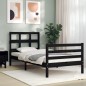 vidaXL Estructura de cama con cabecero madera maciza negro 90x200 cm vidaXL Estructura de cama con cabecero madera maciza negro 90x200 cm