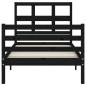 vidaXL Estructura de cama con cabecero madera maciza negro 90x200 cm vidaXL Estructura de cama con cabecero madera maciza negro 90x200 cm