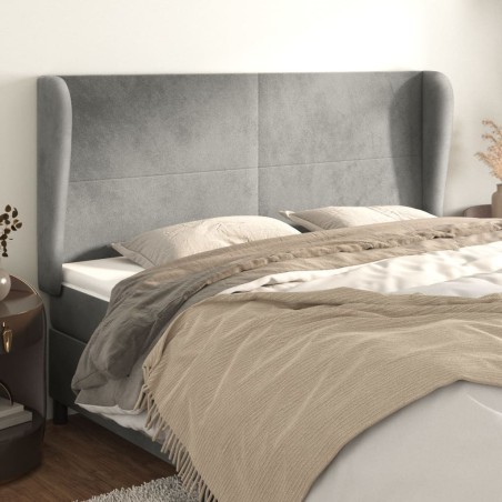 vidaXL Cabecero con orejas de terciopelo gris claro 183x23x118/128 cm