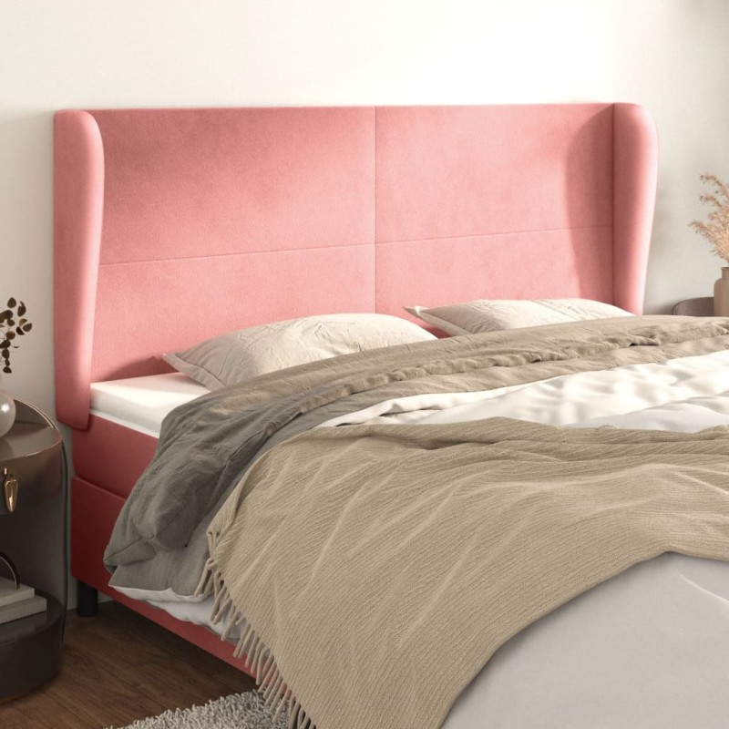 vidaXL Cabecero con orejas de terciopelo rosa 183x23x118/128 cm vidaXL Cabecero con orejas de terciopelo rosa 183x23x118/128 cm