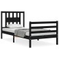 vidaXL Estructura de cama con cabecero madera maciza negro 100x200 cm vidaXL Estructura de cama con cabecero madera maciza negro 100x200 cm