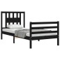 vidaXL Estructura de cama con cabecero madera maciza negro 100x200 cm vidaXL Estructura de cama con cabecero madera maciza negro 100x200 cm