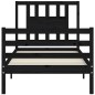 vidaXL Estructura de cama con cabecero madera maciza negro 100x200 cm vidaXL Estructura de cama con cabecero madera maciza negro 100x200 cm