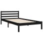 vidaXL Estructura de cama con cabecero madera maciza negro 100x200 cm vidaXL Estructura de cama con cabecero madera maciza negro 100x200 cm