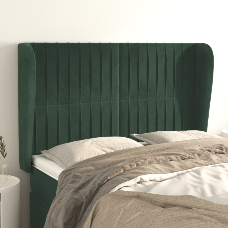 vidaXL Cabecero con orejas de terciopelo verde oscuro 147x23x118/128cm vidaXL Cabecero con orejas de terciopelo verde oscuro 147x23x118/128cm
