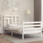 vidaXL Estructura de cama con cabecero madera maciza blanco vidaXL Estructura de cama con cabecero madera maciza blanco
