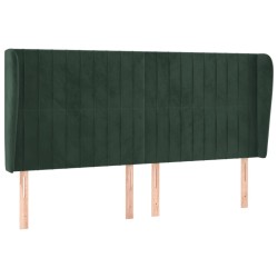 vidaXL Cabecero con orejas de terciopelo verde oscuro 163x23x118/128cm