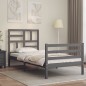 vidaXL Estructura de cama con cabecero madera maciza gris 100x200cm vidaXL Estructura de cama con cabecero madera maciza gris 100x200cm