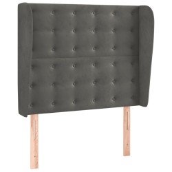 vidaXL Cabecero con orejas de terciopelo gris oscuro 93x23x118/128 cm