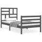 vidaXL Estructura de cama con cabecero madera maciza gris 100x200cm vidaXL Estructura de cama con cabecero madera maciza gris 100x200cm