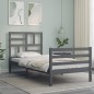 vidaXL Estructura de cama con cabecero madera maciza gris 100x200cm vidaXL Estructura de cama con cabecero madera maciza gris 100x200cm