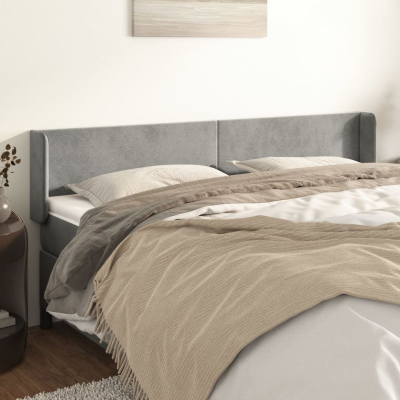 vidaXL Cabecero de terciopelo gris claro 183x16x78/88 cm vidaXL Cabecero de terciopelo gris claro 183x16x78/88 cm
