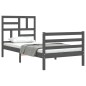 vidaXL Estructura de cama con cabecero madera maciza gris 100x200cm vidaXL Estructura de cama con cabecero madera maciza gris 100x200cm