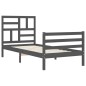 vidaXL Estructura de cama con cabecero madera maciza gris 100x200cm vidaXL Estructura de cama con cabecero madera maciza gris 100x200cm