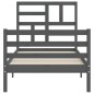vidaXL Estructura de cama con cabecero madera maciza gris 100x200cm vidaXL Estructura de cama con cabecero madera maciza gris 100x200cm