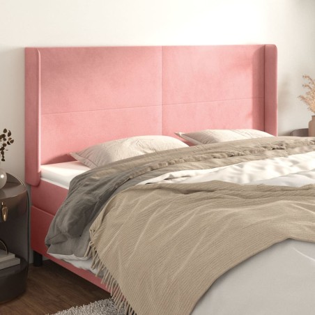 vidaXL Cabecero con orejas de terciopelo rosa 183x16x118/128 cm