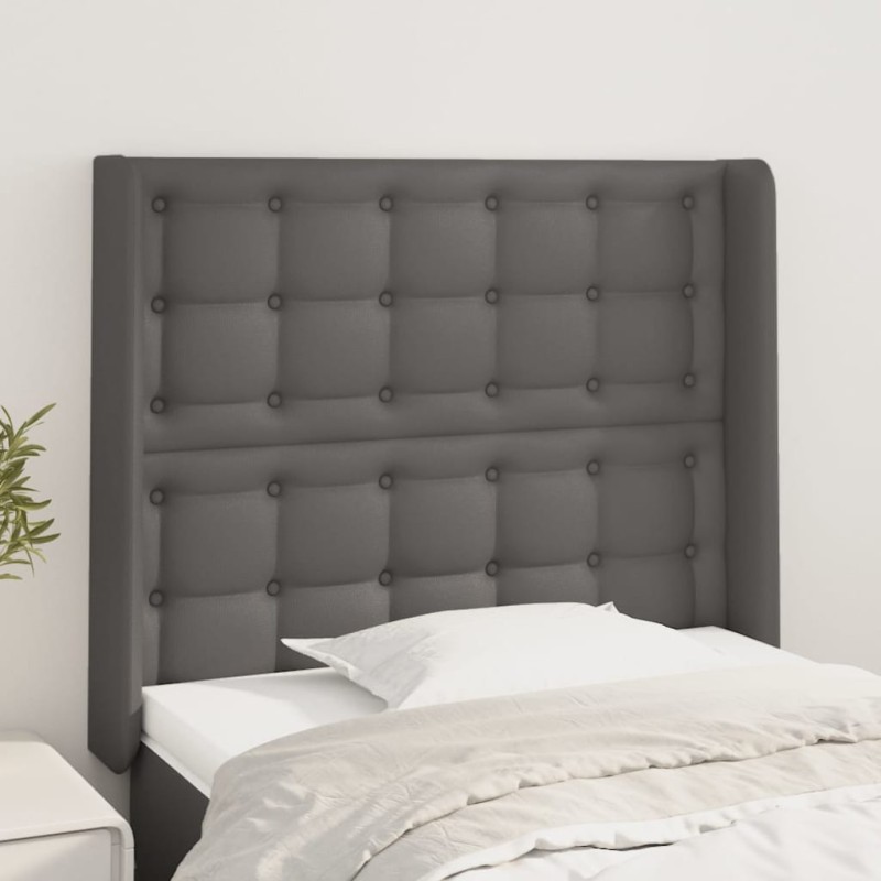 vidaXL Cabecero con orejas cuero sintético gris 93x16x118/128cm vidaXL Cabecero con orejas cuero sintético gris 93x16x118/128cm