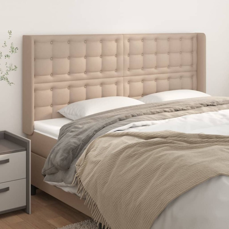 vidaXL Cabecero con orejas cuero sintético capuchino 163x16x118/128 cm vidaXL Cabecero con orejas cuero sintético capuchino 163x16x118/128 cm