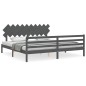 vidaXL Estructura de cama con cabecero madera maciza gris 200x200cm vidaXL Estructura de cama con cabecero madera maciza gris 200x200cm