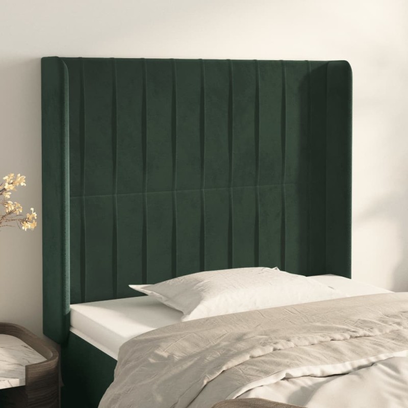 vidaXL Cabecero con orejas de terciopelo verde oscuro 103x16x118/128cm vidaXL Cabecero con orejas de terciopelo verde oscuro 103x16x118/128cm