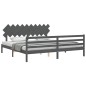 vidaXL Estructura de cama con cabecero madera maciza gris 200x200cm vidaXL Estructura de cama con cabecero madera maciza gris 200x200cm