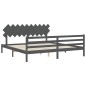 vidaXL Estructura de cama con cabecero madera maciza gris 200x200cm vidaXL Estructura de cama con cabecero madera maciza gris 200x200cm