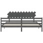 vidaXL Estructura de cama con cabecero madera maciza gris 200x200cm vidaXL Estructura de cama con cabecero madera maciza gris 200x200cm