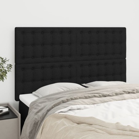 vidaXL Cabeceros 4 unidades tela negro 72x5x78/88 cm