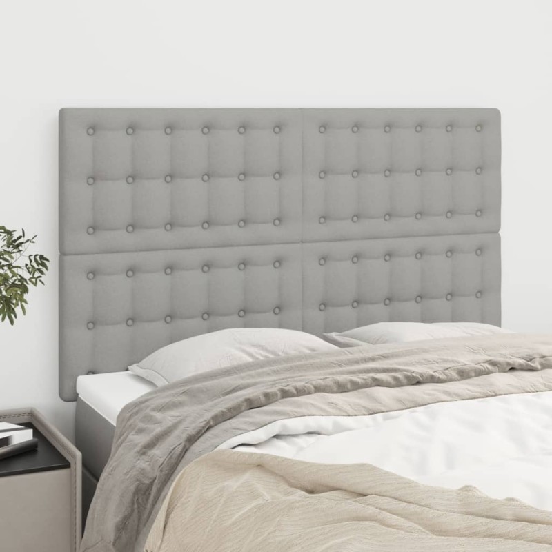 vidaXL Cabeceros 4 unidades tela gris claro 72x5x78/88 cm vidaXL Cabeceros 4 unidades tela gris claro 72x5x78/88 cm
