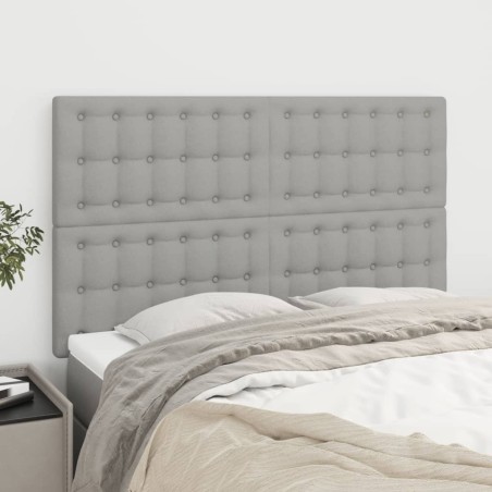 vidaXL Cabeceros 4 unidades tela gris claro 72x5x78/88 cm