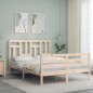 vidaXL Estructura de cama de matrimonio con cabecero madera maciza vidaXL Estructura de cama de matrimonio con cabecero madera maciza