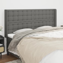 vidaXL Cabecero con orejas de tela gris oscuro 183x16x118/128 cm