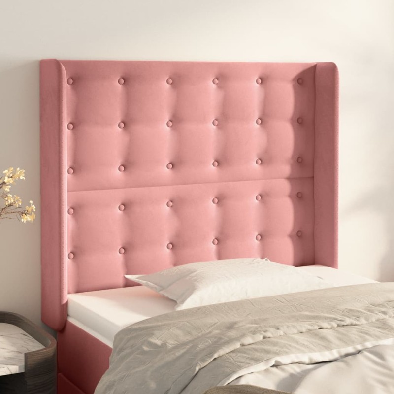 vidaXL Cabecero con orejas de terciopelo rosa 93x16x118/128 cm vidaXL Cabecero con orejas de terciopelo rosa 93x16x118/128 cm