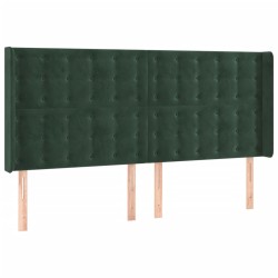 vidaXL Cabecero con orejas de terciopelo verde oscuro 203x16x118/128cm