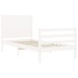 vidaXL Estructura de cama individual con cabecero madera maciza blanco vidaXL Estructura de cama individual con cabecero madera maciza blanco
