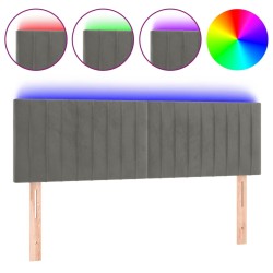 vidaXL Cabecero con LED de terciopelo gris claro 144x5x78/88 cm