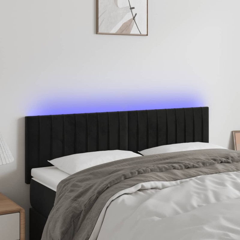vidaXL Cabecero con LED de terciopelo negro 144x5x78/88 cm vidaXL Cabecero con LED de terciopelo negro 144x5x78/88 cm