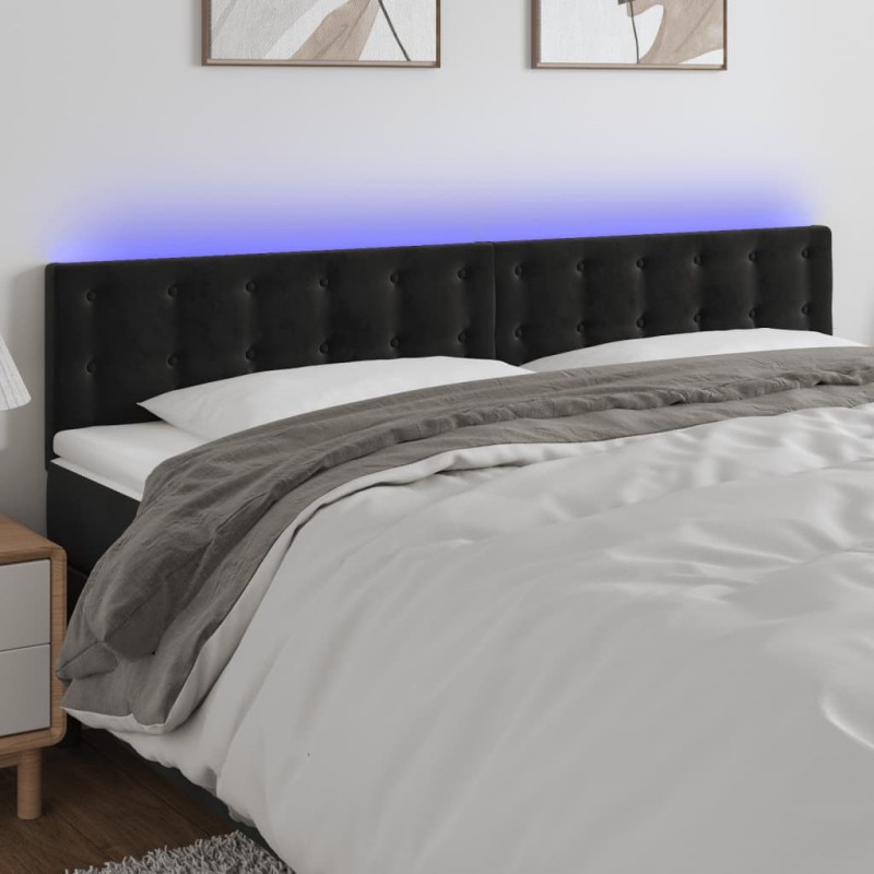 vidaXL Cabecero con LED de terciopelo negro 180x5x78/88 cm vidaXL Cabecero con LED de terciopelo negro 180x5x78/88 cm