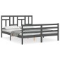 vidaXL Estructura de cama con cabecero madera maciza gris 160x200 cm