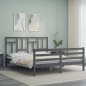vidaXL Estructura de cama con cabecero madera maciza gris 160x200 cm