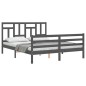 vidaXL Estructura de cama con cabecero madera maciza gris 160x200 cm