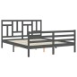 vidaXL Estructura de cama con cabecero madera maciza gris 160x200 cm