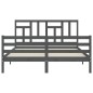 vidaXL Estructura de cama con cabecero madera maciza gris 160x200 cm