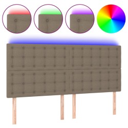 vidaXL Cabecero con luces LED tela gris taupe 200x5x118/128 cm