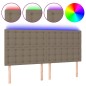 vidaXL Cabecero con luces LED tela gris taupe 200x5x118/128 cm vidaXL Cabecero con luces LED tela gris taupe 200x5x118/128 cm