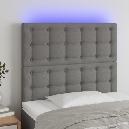 vidaXL Cabecero con luces LED tela gris oscuro 80x5x118/128 cm