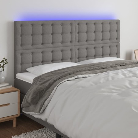 vidaXL Cabecero con luces LED tela gris oscuro 180x5x118/128 cm